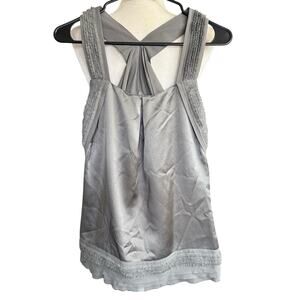 Vtg Y2K 100% Silk Tank Top Gray Sz 0 Fairy Whimsifairy Romantic Feminine Whimsy